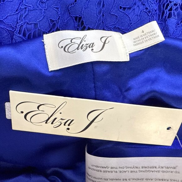Eliza J Womens One-Shoulder Royal Blue Lace Sheath Dress Sz 4 - New - Picture 6 of 9